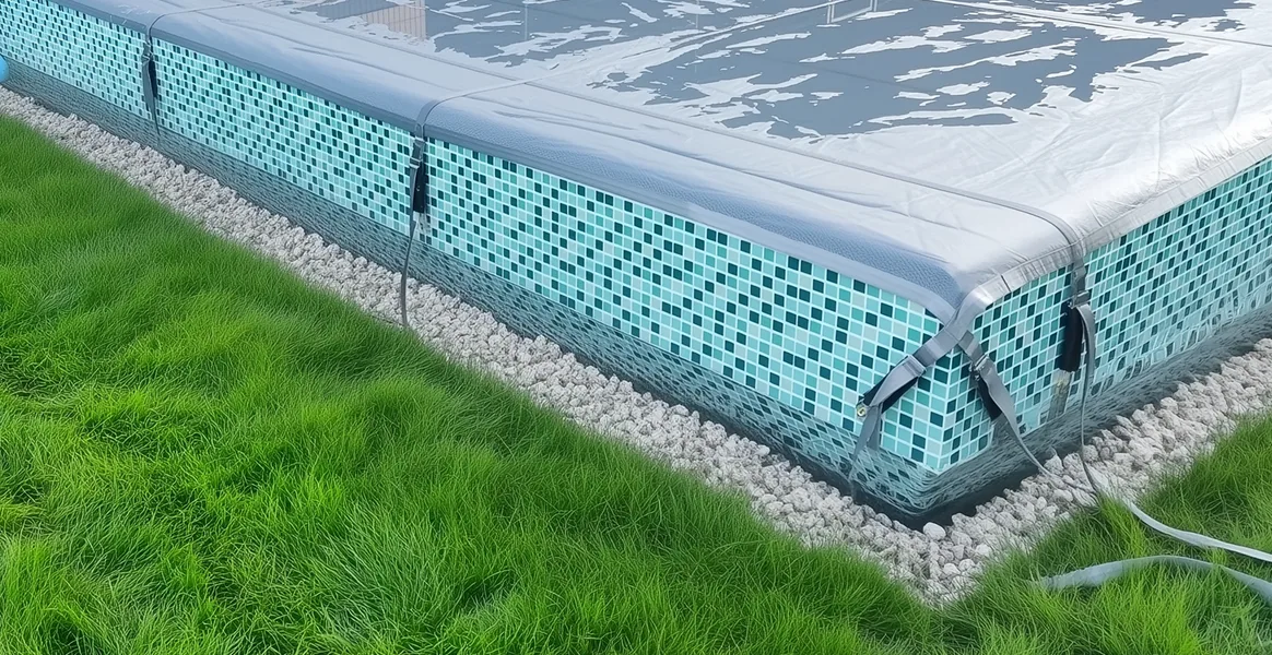 Покрывало для бассейна под снегом — защита зимой в Сергиевом Посаде